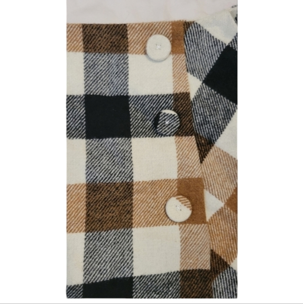 Forever 21 Buffalo Check Mini Skirt Cream Brown Black Size L - Picture 5 of 12